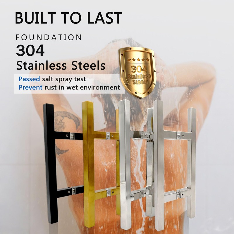 NovaNectar Square Ladder Pull Back-to-Back Handle, 304 Stainless Steel Bathroom