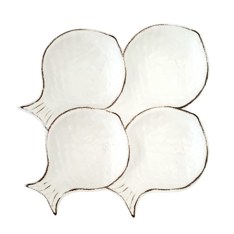 Sigrid Olsen Fish Design Melamine Snack Bowl Set, White, 15x14