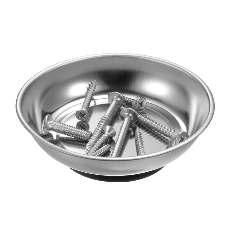 sourcing map Round Magnetic Tray 3" x 1" Stainless Steel