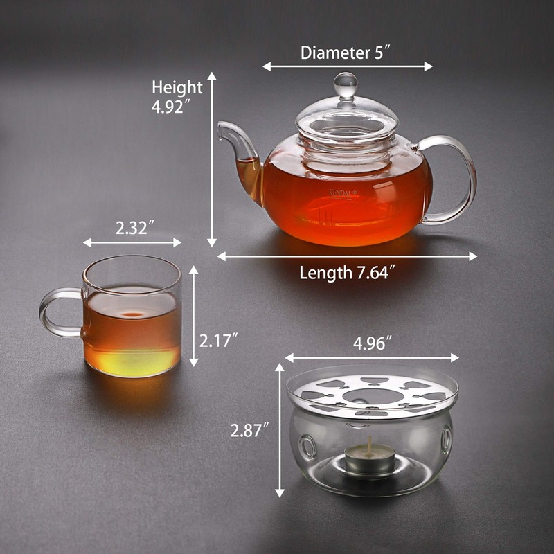 27 oz Glass Filtering Tea Maker Teapot with a Warmer