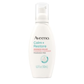 Aveeno Calm + Restore Redness Relief Foaming Cleanser, Daily Facial Cleanser With Calming Feverfew to Help Reduce the Appearance of Redness, Hypoallergenic & Fragrance-Free, 6 fl. oz