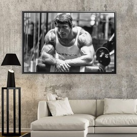 Arnold Schwarzenegger Bodybuilding Canvas Art Wall Art Home Decor - Various Sizes (45in x 30in Modern Black Framed)