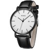 BUREI Men’s Watches, Ultra Thin, Black, Minimalist Quartz with Date