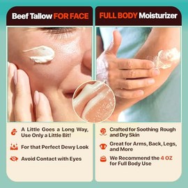Meadow Bliss Beef Tallow for Skin - Moisturizer Cream - 100% Grass Fed - Whipped Beef Tallow - Manuka Honey - Organic Jojoba Oil, Shea Butter - Supports Eczema, Rosacea - USA - Fragrence Free - 4 oz