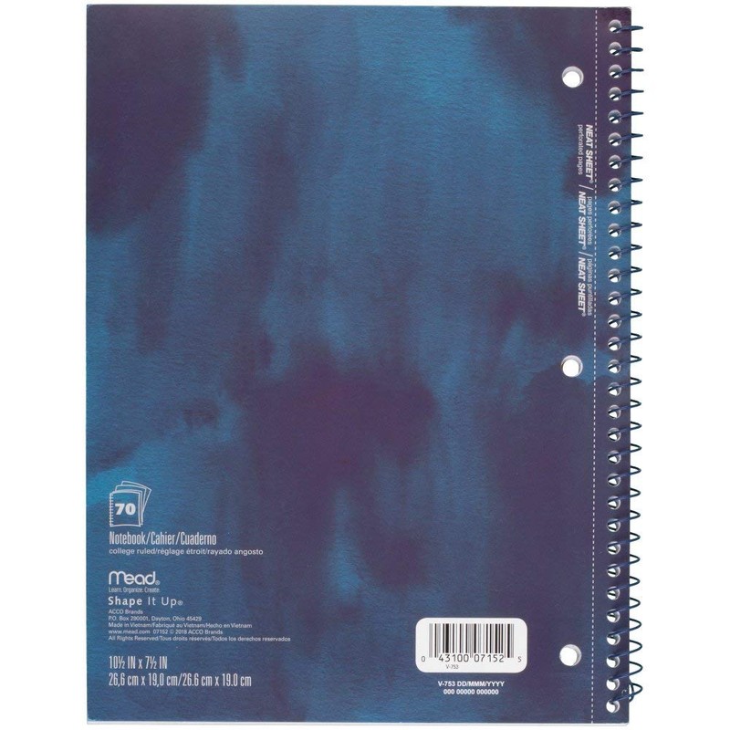 Mead Spiral Notebooks, 1 Subject, College Ruled Paper, 70 Sheets,