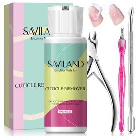 Saviland Cuticle Remover Kit - 2.03 OZ Cuticle Remover Cream with Cuticle Trimmer, Cuticle Nipper and Cuticle Pusher for Professional Nail Manicure
