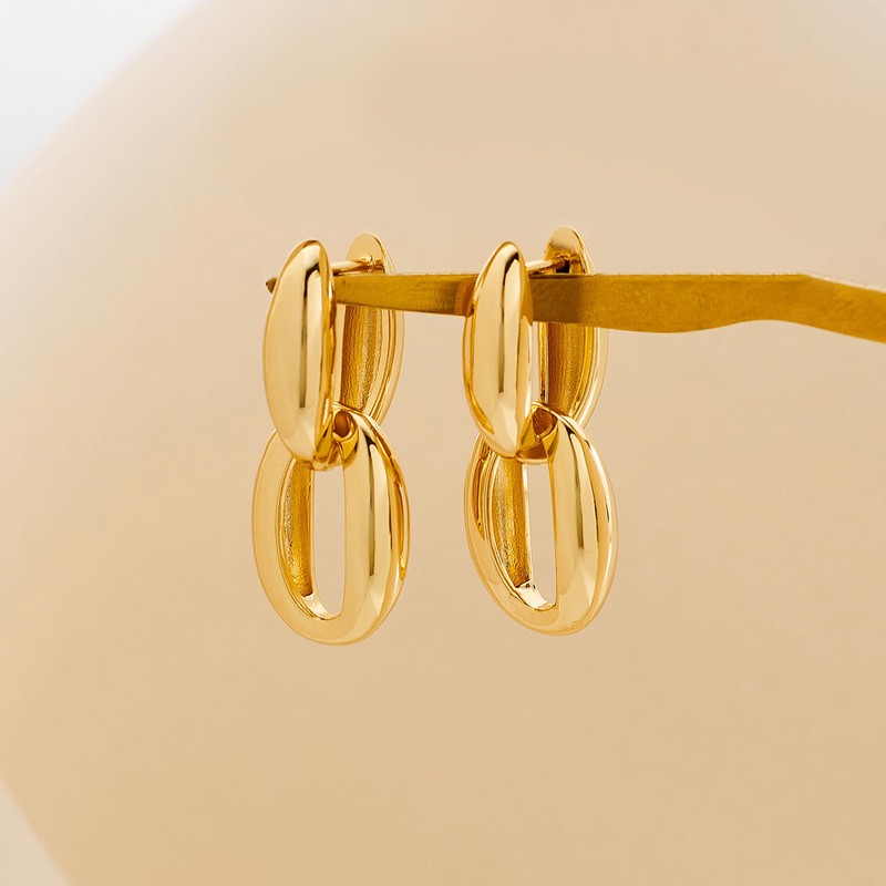 FAMARINE Gold Hoop Dangle Earrings for Women Drop Huggie Earrings