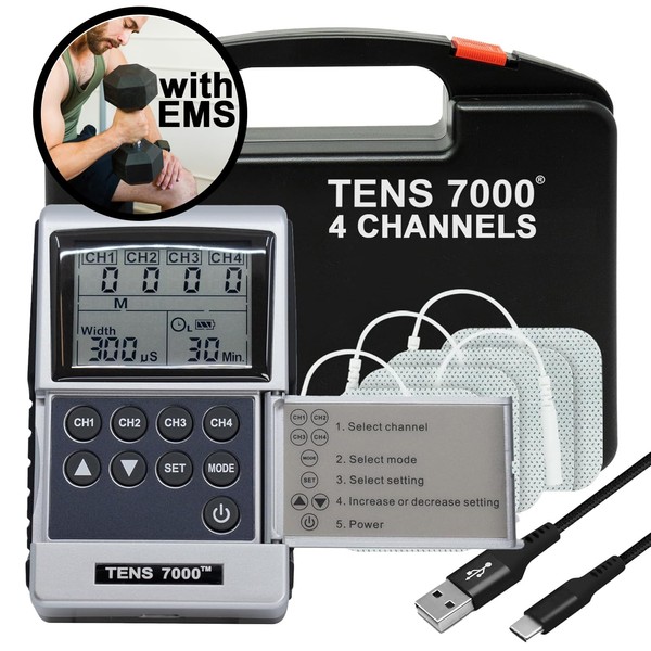 TENS 7000 TENS 7000 Pro Rechargeable Tens Unit Muscle Stimulator,