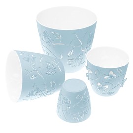 Lashuma Planters Pack of 4, 4 in 1 Flower Pots in Staggered Sizes, Round Propagation Pots Blue