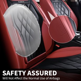 FLORICH 2PCs Front Seat Covers Leather Car Seat Protector, Waterproof Automotive Seat Cover with Anti-Slip Padded, Airbag Compatible, Universal Seat Covers Fit for Most Sedans SUV Truck - Red&Black