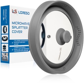 Microwave Splatter Cover for Food - Silicone Glass Dish Plate Cover, Vented with Silicone Grip Handle Knob, Collapsible, Food Grade, Microwave, Dishwasher Safe - 10" Inch