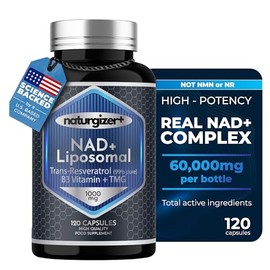 Suplemento liposomal NAD+ con resveratrol, vitamina B3 y TMG | Fórmula real NAD Plus, no NMN o NR | Potente 4 en 1 saludable envejecimiento y apoyo de