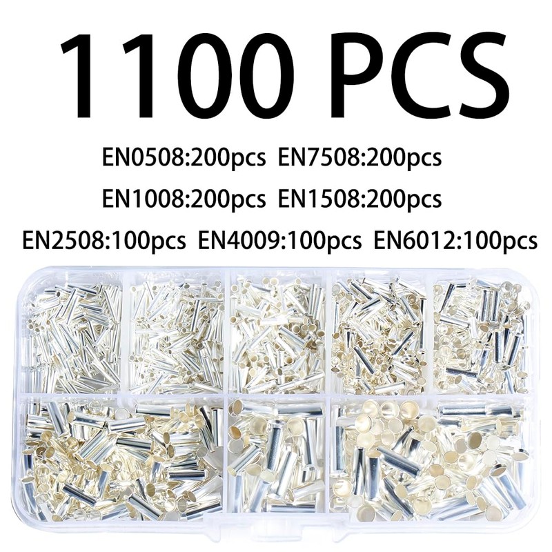 aikoolwer 1100Pcs Wire Ferrules Tinned Copper Crimp Connector Electrical Cable