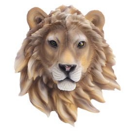 ULTNICE Rustic Resin Lion Head Wall Hanging Decor: Animal Head Wall Sculpture for Bedroom, Living Room, and Indoor Spaces