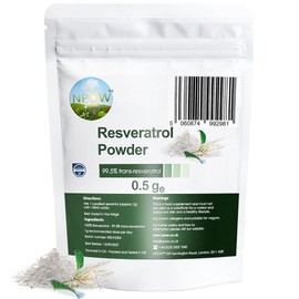 NPOW Pure Resveratrol Powder - Premium Trans Resveratrol Supplements, Antioxidant Wellness, Heart Supplement, Natural Antioxidant Supplements for Smoothie or Drink Powders - 0.5g