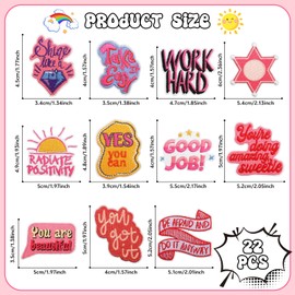 22 parches para planchar con cita positiva, apliques bordados motivacionales para ropa, mochilas, diarios, manualidades