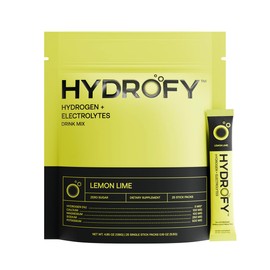 Hydrofy Hydrogen Water + Electrolytes Drink Mix | H2 Hydration Packets with Molecular Hydrogen, Sodium, Potassium, Magnesium, Calcium, and Minerals | No Sugar | Lemon Lime | 25 ct