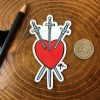 Three of Swords Tarot Sticker Handmade Die Cut Laminated Glossy