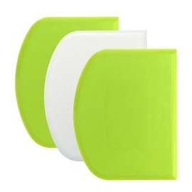 Juego de rascadores de masa de 3 piezas, 4.7 x 3.7 pulgadas, raspadores de plástico flexible para cuencos y banco con bordes afilados y agarre antides