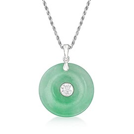 Ross-Simons Jade Blessing Circle Pendant Necklace in Sterling Silver