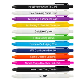 VTOPA Funny Adult Ballpoint Pen Set, Dirty Words Pen With Sarcastic Quotes, Novelty Pens For Corworkers. Funny Daily Dirty Words Pen for Office Gifts (12Pcs Nurse Pens)