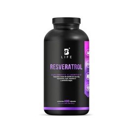 B Life Resveratrol | Antioxidante de 1000 mg por porción | 400 Cápsulas | Pimienta negra, Uva Roja, Acai y Vitamina C | Ingredientes Naturales | Resve
