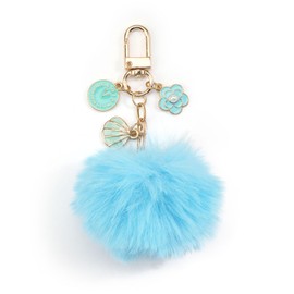 Blue Fur Ball Keychain, Cute Cartoon Keychain, Fluffy Bag Charm, Birthday Gifts for Women, Mum Gifts, Friendship Keyring, Creative Design, Key Holder Accessory, Stylish Keyring for Friends