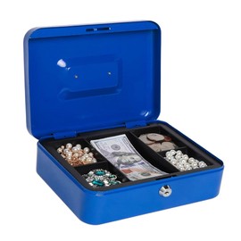 Kippen Cash Box with Coin Compartment Blue 200 x 160 x 90 mm 10032B2