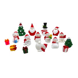 EMiEN 16PCS Snowman Winter Christmas Miniature Ornament Kits for DIY Christmas Scene Fairy Garden Dollhouse Décor, Mini Christmas Tree, Santa for Christmas Party Decoration Micro Landscape Accessories
