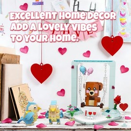 Nubee Bird Toys - Juego de construcción de oso café para niños, juguetes de bloques de construcción de animales, tortolitos, columpios, oso, aniversario de cumpleaños para adultos, niños y niñas a