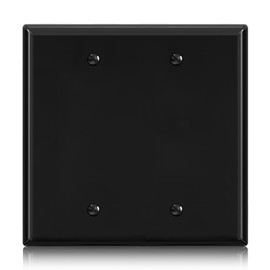 ELEGRP Wall Plate 2-Gang Blank Device Wall Plates, Mid-Size 4.88" H x 4.94" L Unbreakable Thermoplastic Blank Faceplate Cover for Unused Outlets/Switches, UL Listed (1 Pack, Glossy Black)
