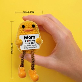 DKXZWL Emotional Support Duck Positive Crochet Animals Inspirational Gifts for Women Mothers Day Birthday Gifts Stocking Stuffers Love Mom Office Decor Encouragement