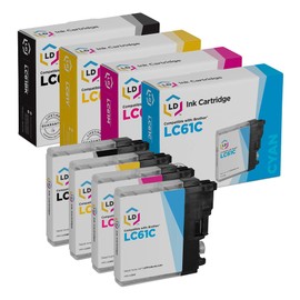 LD Products Compatible Ink Cartridge Replacement for Brother LC61 Series (Black, Cyan, Magenta, Yellow, 4-Pack) Compatible with Brother DCP-165c DCP-585CW DCP-375CW DCP-385CW DCP-J125 DCP-395CN