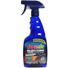 Citrusafe BBQ Grill Cleaner Spray for Outdoor Grill 16 OZ – Safe Heavy Duty Cleaner for Burnt Food & Grease – Degreases & Cleans Grates, Racks, Pellet, Ovens, Flat Top Grills, and Electric Smokers