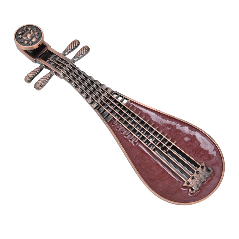 Incense Burner Holder Unique Chinese Lute Design Premium Copper Sturdy