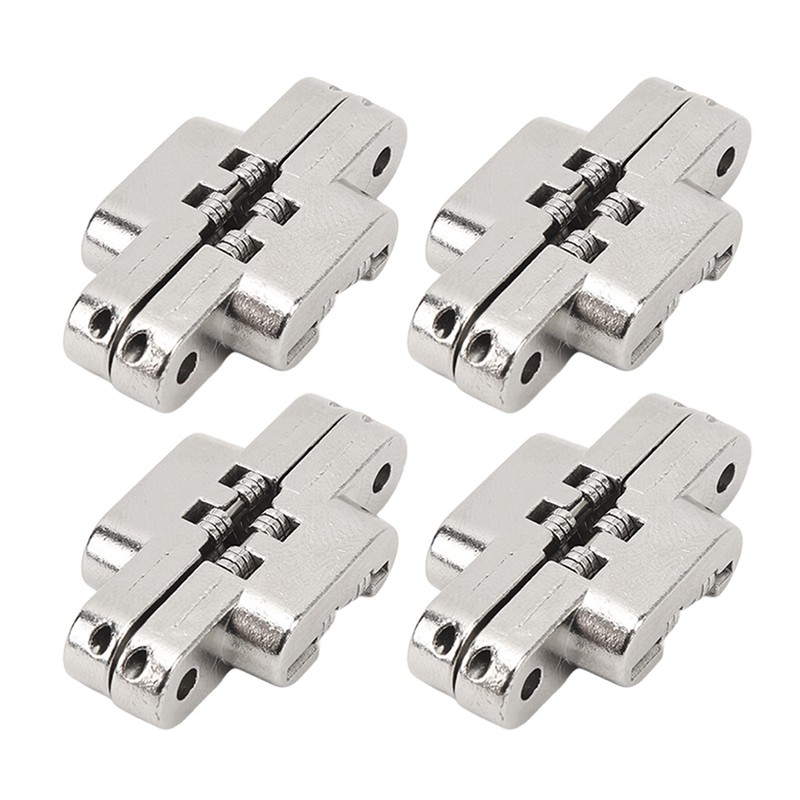 4Pcs Mini Zinc Alloy Cross Hidden Hinge 180 Degree Swing