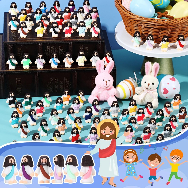 Bememo 200 Pcs Jesus Toys Little Jesus Figurine Miniature Jesus