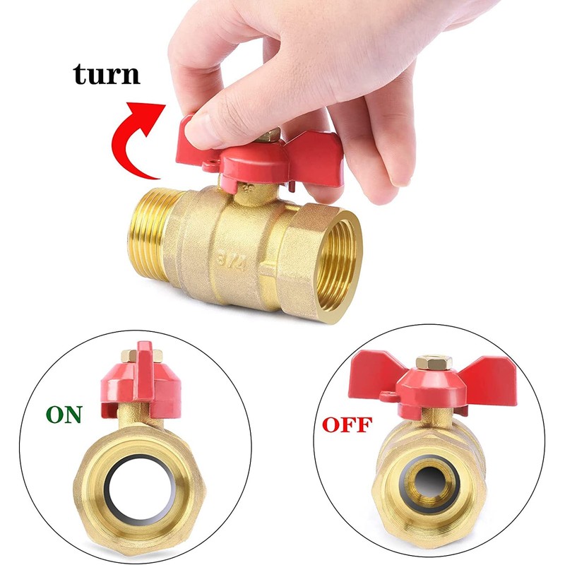 drado Ball Valve Brass 3/4 Inch with Wing Handle, Ball