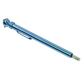 Streetwize - Chrome-Blue Steel Pencil Tyre Pressure Gauge with Angled Head - 10-50 PSI - Ideal for Cars, Vans, Motorbike, Caravan, Bicycle and any other Inflatable