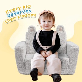 ALIMORDEN Fold Out Toddler Couch, Comfy 2-in-1 Cuddly Sherpa Bear Chair for Kids, Convertible Sofa to Lounger, Kids Cozy Corner Play Couch for Boys and Girls, Gary