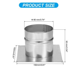 PATIKIL 4" Duct Connector Flange, Galvanized Air Ducting Mounting Plate Dryer Vent Chimney Top Plate Square to Round for Heating Cooling Ventilation HVAC Exhaust Fan Vent Systems, 6"x6"