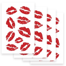 LQIOACU Pack of 4 Kiss Mouth Tattoo, Kiss Tattoo, Temporary Tattoo, Kiss Tattoo, multicoloured