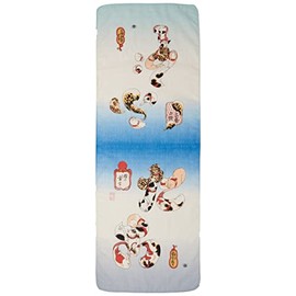 YamamotoJin Shoten Japanese Miscellaneous Goods Kyoto Accessories Ukiyo-e Hand Towel, Double Gauze Hand Towel, Octopus and Fugu (Kuniyoshi), Approx. 12.6 x 35.0 inches (32 x 89 cm)
