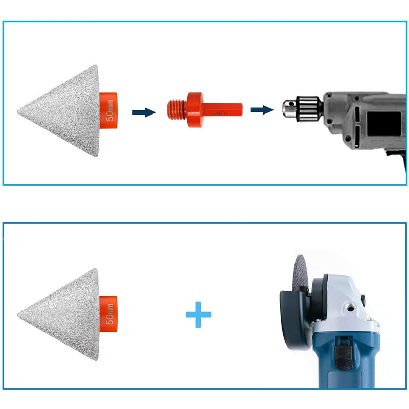 3 Pcs Diamond Beveling Chamfer Bits Set - 50mm Chamfer