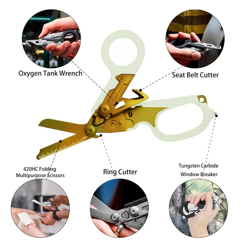 Emergency Response Shears, Trauma Shears, 6 in 1 Foldable Emergency