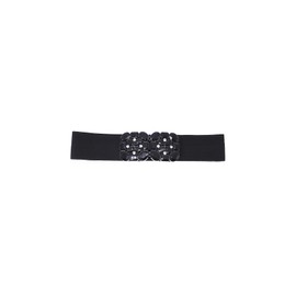 QUEEN HELENA Elegant Elastic Belt with Jewellery for Women CI022-11, black, One size fits all