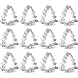 Unbranded 1 Dozen 12 Mini Tree Cookie Cutters Christmas Party Favors Metal