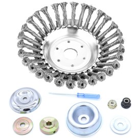 MOCW 8inch Rotary Steel Wire Wheel Weed Brush Blade Trimmer Head Cutter Replacement for Husqvarna, Stihl, Ego, Oregon, and Hitachi Straight Shaft Trimmers