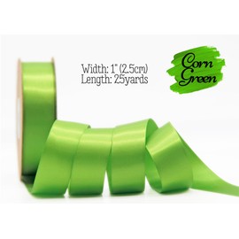 LASOIE Satin Ribbon for Flower Bouquet Gift Wrapping for Crafts Bows for Girls Hair Presents Bookmarks Birthday Party Decorations Wedding Invitations Decorative for Craft Corn Green 25mm 1 Inches