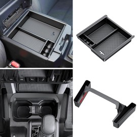 YPHUIKI 2PCS Center Console Organizer Storage Box for Toyota Tacoma 2023 2022 2021 2020 2019 2018 2017 2016 3rd Gen Interior Accessories Gear Shift Tray (Not for Manual Transmission)